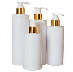 Cosmetics-Bottle 250ml flat shoulder PET bottle with pump cap