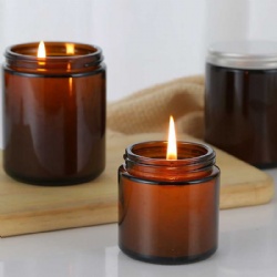 100ml round amber glass candle Jar